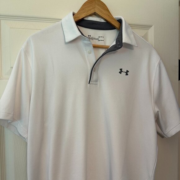 Under Armour Golf Tech Polo White/Graphite/Graphite LG - Picture 6 of 8